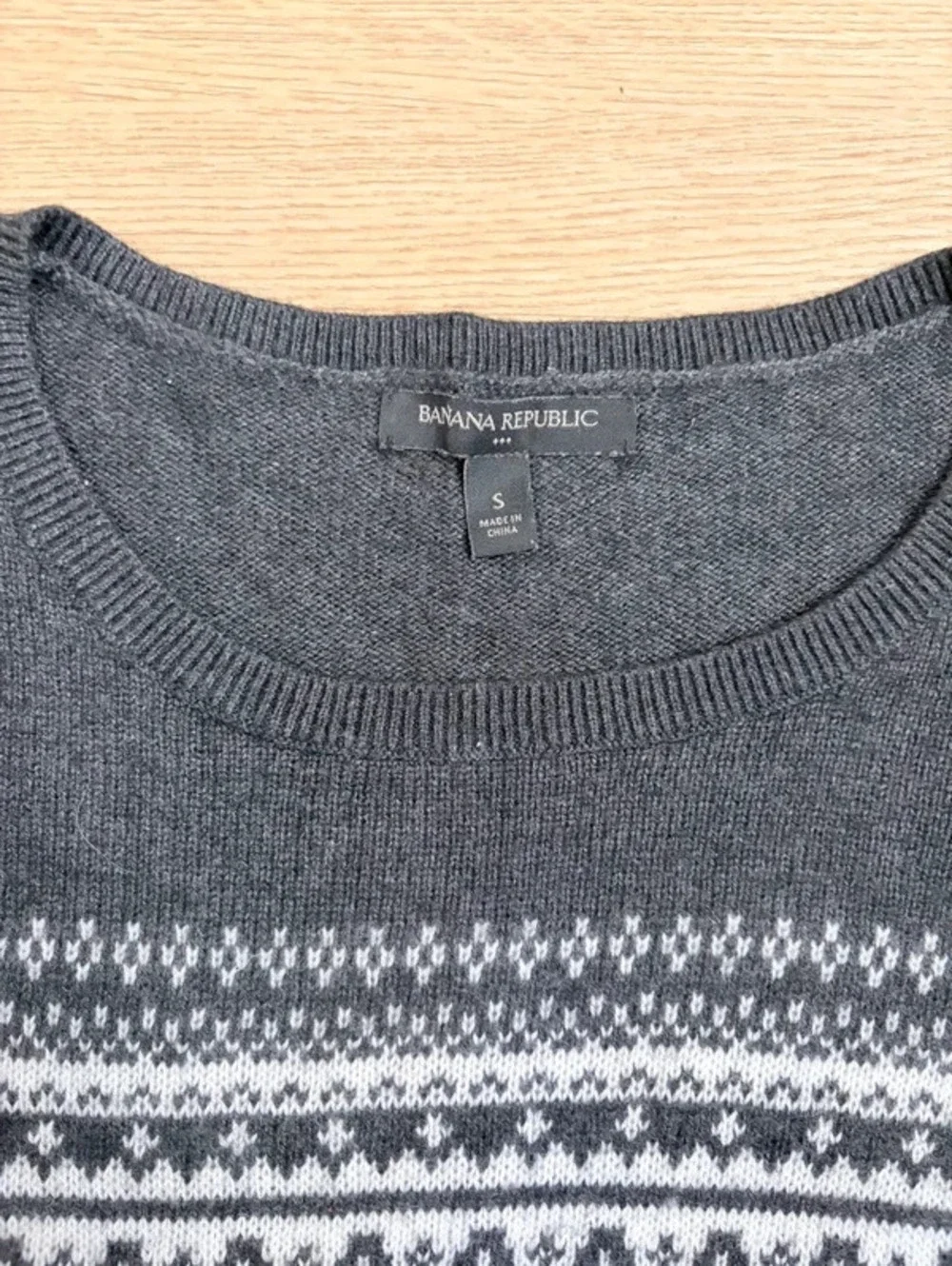 Banana Republic Men’s Fair Isle Wool Blend Sweater Charcoal Gray Size Small